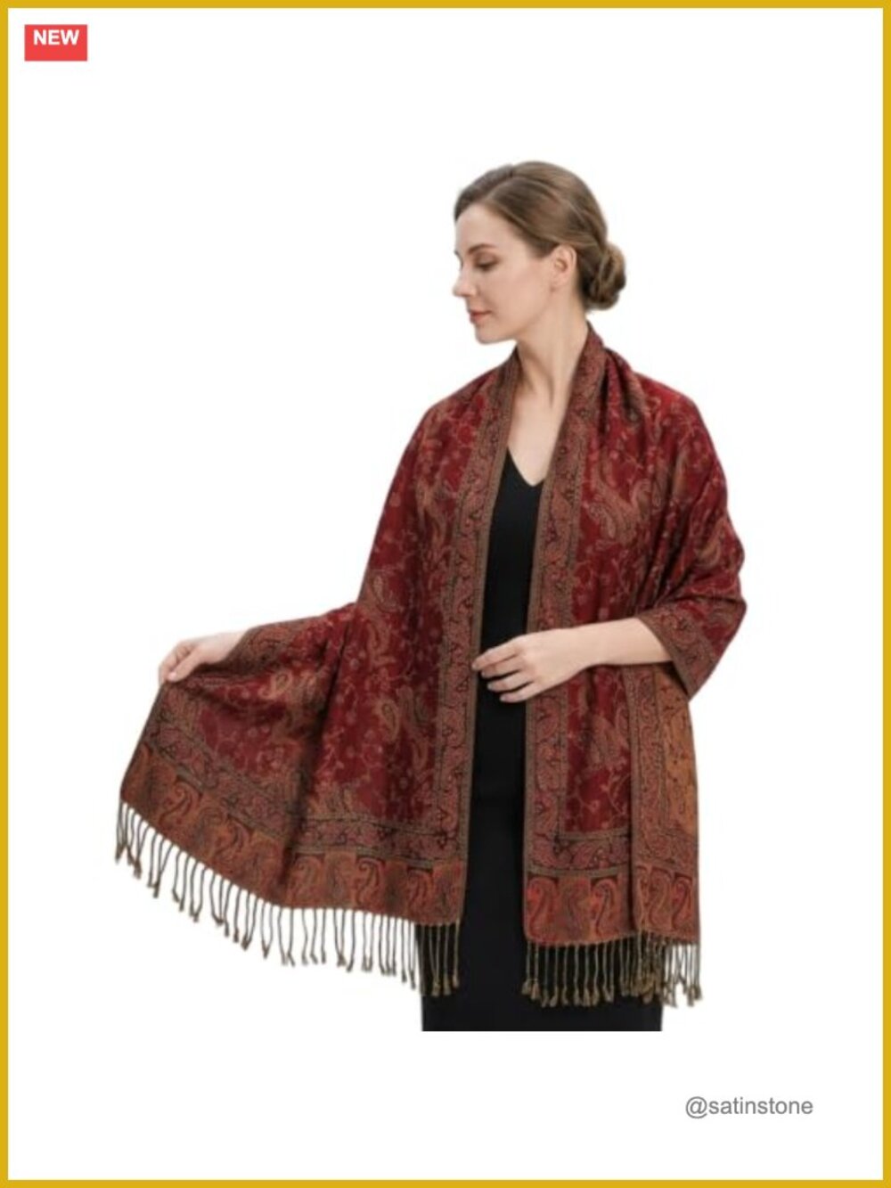 Soft Paisley Pashmina Wrap Scarf for Women Evening Dress Wedding Shawl